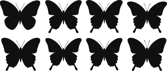 Butterfly silhouettes vector illustration, insect artwork with unique wing shapes, nature design for wildlife, biology, education, decorative themes © Kamrul