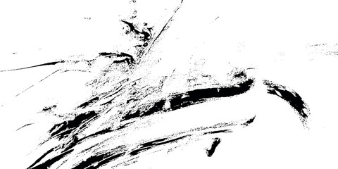 abstract black ink brush stroke on white background with grunge texture sweeping black ink brush strokes on a clean white background.