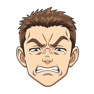 Mans face showing intense frustration and anger expression.
