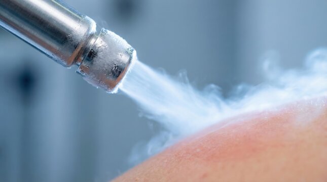 Cryotherapy mole removal treatment with freezing mist