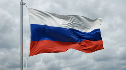 Russian Federation Flag Waving Proudly in the Wind.
