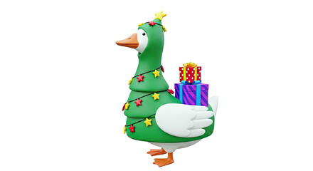 Festive Goose Dressed as Christmas Tree with Gifts