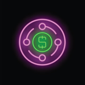 Neon sign representing the concept of decentralized finance with a dollar symbol in the center