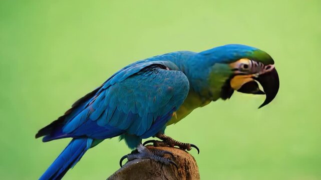 Blue and Gold Macaw Stock Video on Green Screen Background