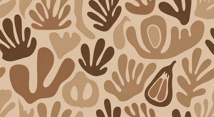 Abstract Organic Shapes Pattern in Earthy Tones.