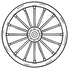 Fototapeta premium Cartoon illustration of a spoked wheel; Antique vintage transportation, equipment, historic technology, vector graphic