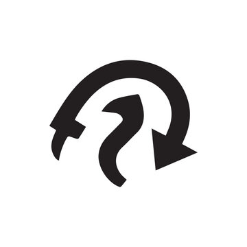 Dynamic Black Arrow Icon Illustrating A Change Of Direction Or U Turn