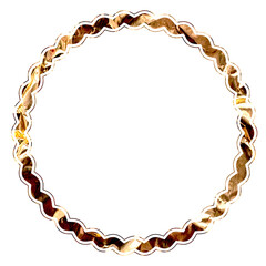 Ornate circular frame with a scalloped edge and golden texture on transparent background