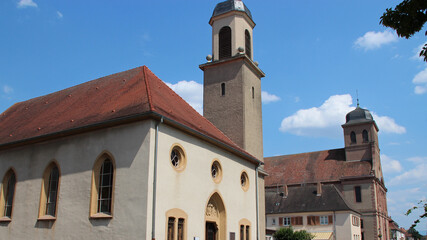 reformed church and catholic church (st louis) in neuf-brisach in alsace in france  © frdric