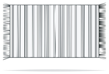 Woven rug with tassels illustration, textile floor covering, carpet decor