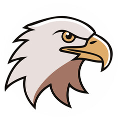 Fototapeta premium Majestic bald eagle head illustration with a sharp beak and intense stare. Sports mascot design.