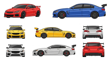 Various Sports Cars in Different Colors. © milah