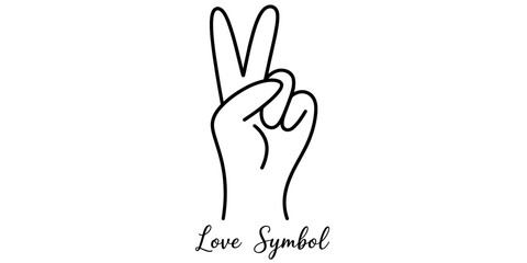 Fototapeta premium Hand peace sign love symbol minimalist one line vector illustration