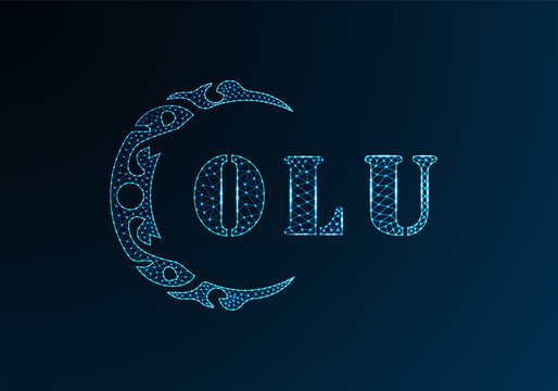 Low poly letter logo OLU design. OLU letter logo low poly vector design on blue color gradient background. OLU logo low poly design