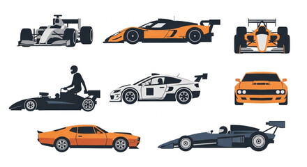 Naklejka premium Vector Illustration Racing Cars Collection.