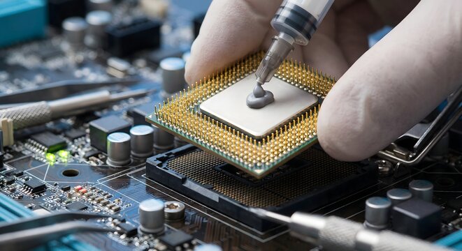 CPU Processor Installation with Visible Gold Pins