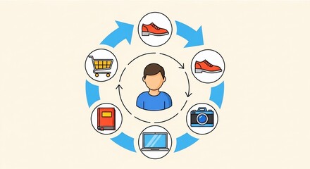 Fototapeta premium Customer Journey Mapping Concept with User Centric Shopping Cycle.