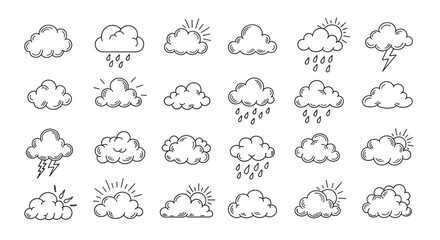 Weather Icons Set Simple Cloud Symbols.