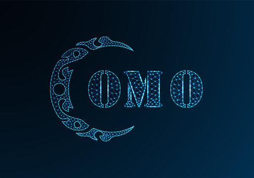 Low poly letter logo OMO design. OMO letter logo low poly vector design on blue color gradient background. OMO logo low poly design