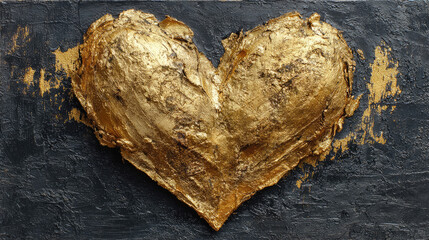 Textured golden heart on dark background