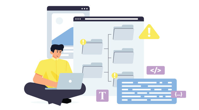 IT Developer Learning Programming Languages, System Structure, and Software Engineering Concepts Using Laptop and Digital Interface in Modern Web Development Workflow
