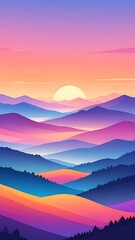 Obraz premium A serene mountain landscape at sunset with colorful sky