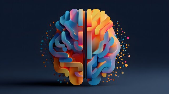 A vibrant 3D rendering of the human brain, showcasing intricate details and captivating color gradients to evoke curiosity. 