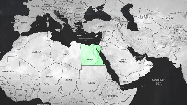 Egypt location highlighted on Africa map zoom animation geographic country focus 4k animation video