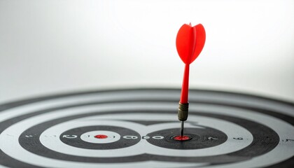 Fototapeta premium A single red dart hitting the target