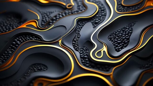 An exploration of flowing shapes and lines in a dark space with bright accents. The light interacts with textures to create interesting patterns and movement.