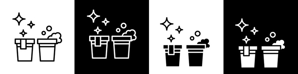 Pail black and white icon design concept © okta