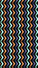 Vibrant zigzag pattern in orange, purple, and teal on black