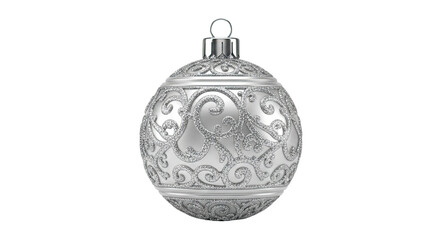Fototapeta premium Elegant Silver Christmas Ornament with Swirl Pattern