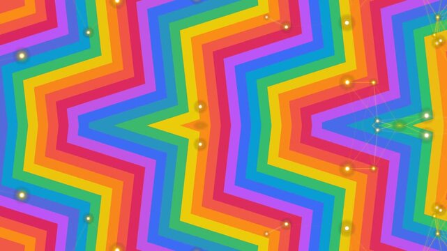 Vibrant Rainbow Chevron Pattern with Glittering Lights - Abstract Background