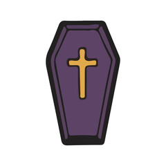 Obraz premium Purple Coffin with Cross Icon