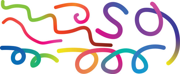 Fototapeta premium Vibrant colorful squiggles on white background