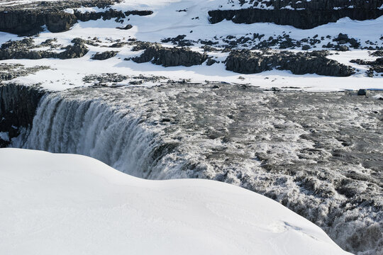 The power of Gullfoss waterfall in the middle of winter