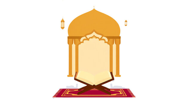 Islamic holy book icons, Quran book vector, religious symbol illustration, muslim prayer design, spirituality concept art, cad drawing flat vector illustration
