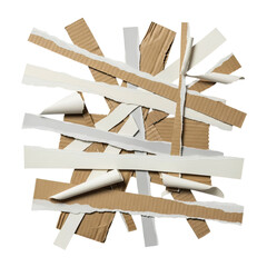 Torn Cardboard and Paper Strips isolated on transparent or white background, png