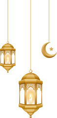 Obraz premium Islamic Lanterns Gold Hanging Corner 
