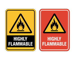 Obraz premium Two highly flammable warning signs on a white background