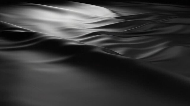 Abstract Dark Waves Background, Smooth Silk Fabric, Flowing Texture, Elegant Motion