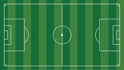 Football Field Top View Vector Illustration with Green Grass Pitch, Soccer Stadium Layout Markings and Professional Sports Ground Design
