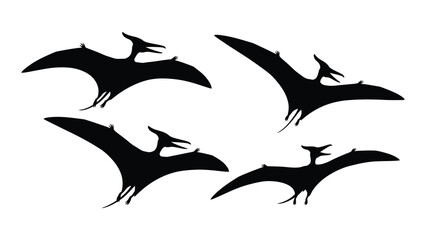 A group of pterosaurs are flying together © Apurba