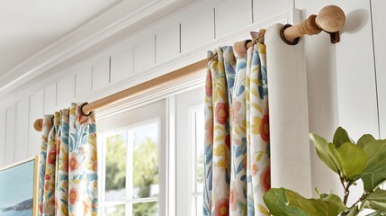 Bright Window with Curtains and Natural Light / 明るい光が差し込むカーテンのある窓辺