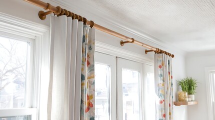 Bright Window with Curtains and Natural Light / 明るい光が差し込むカーテンのある窓辺