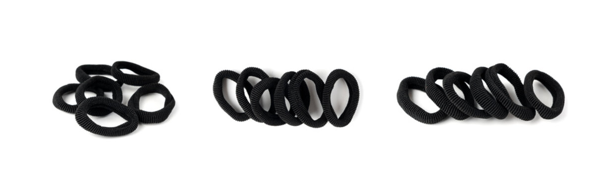 Black elastic bands for hair isolated