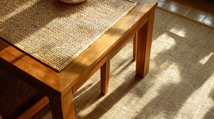 Bamboo Placemat on Tatami Floor / 畳の上に置かれた竹製のランチョンマット