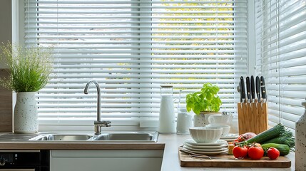 Kitchen Window with Blinds / キッチンにあるブラインド窓