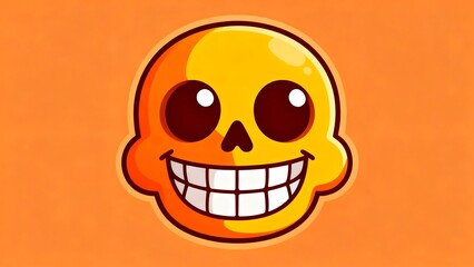 Orange Skull Face With Big Eyes